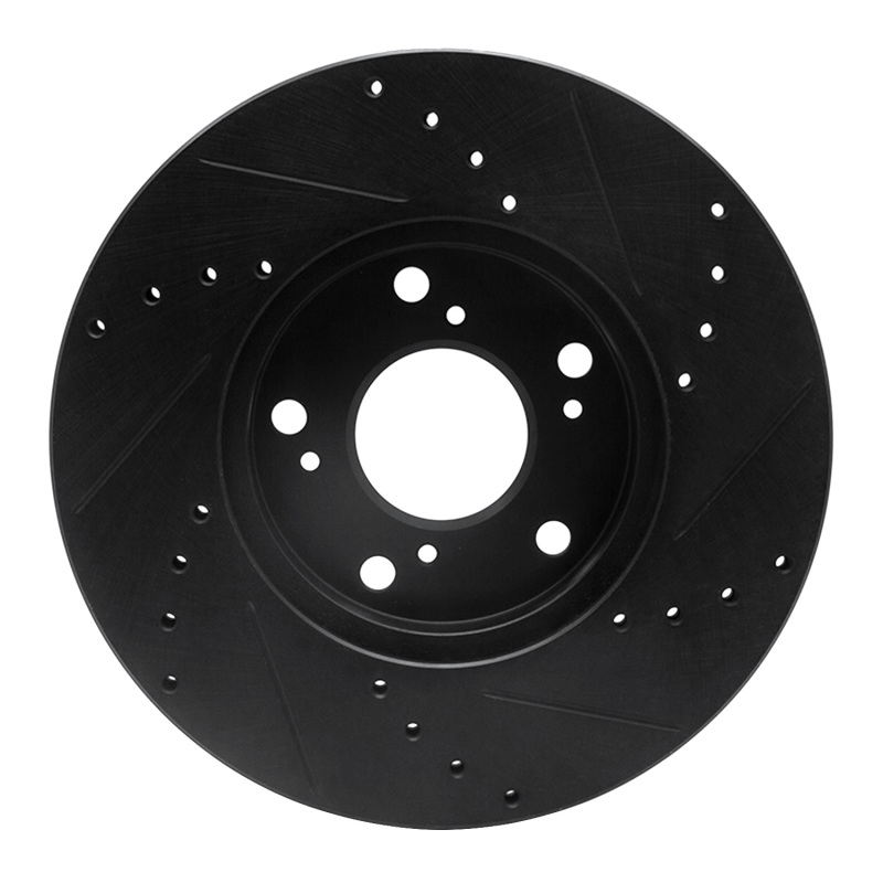 Honda Civic Brake Rotor (1) - Front Left - R1 Concepts - Drilled & Slotted - Black - `06-`15